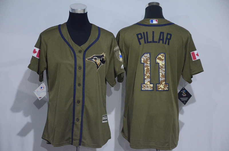 Womens 2017 MLB Toronto Blue Jays #11 Pillar Green Salute to Service Stitched Baseball Jersey